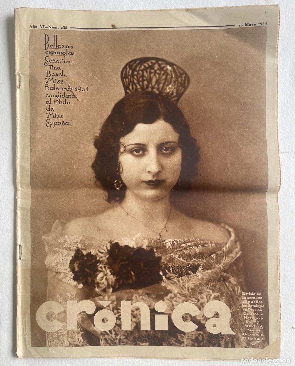 Coleccionismo de Revistas y Peri&oacute;dicos: ANTIGUO Peri&oacute;dico revista CR&Oacute;NICA, MAYO de 1934. Plena Republica.
