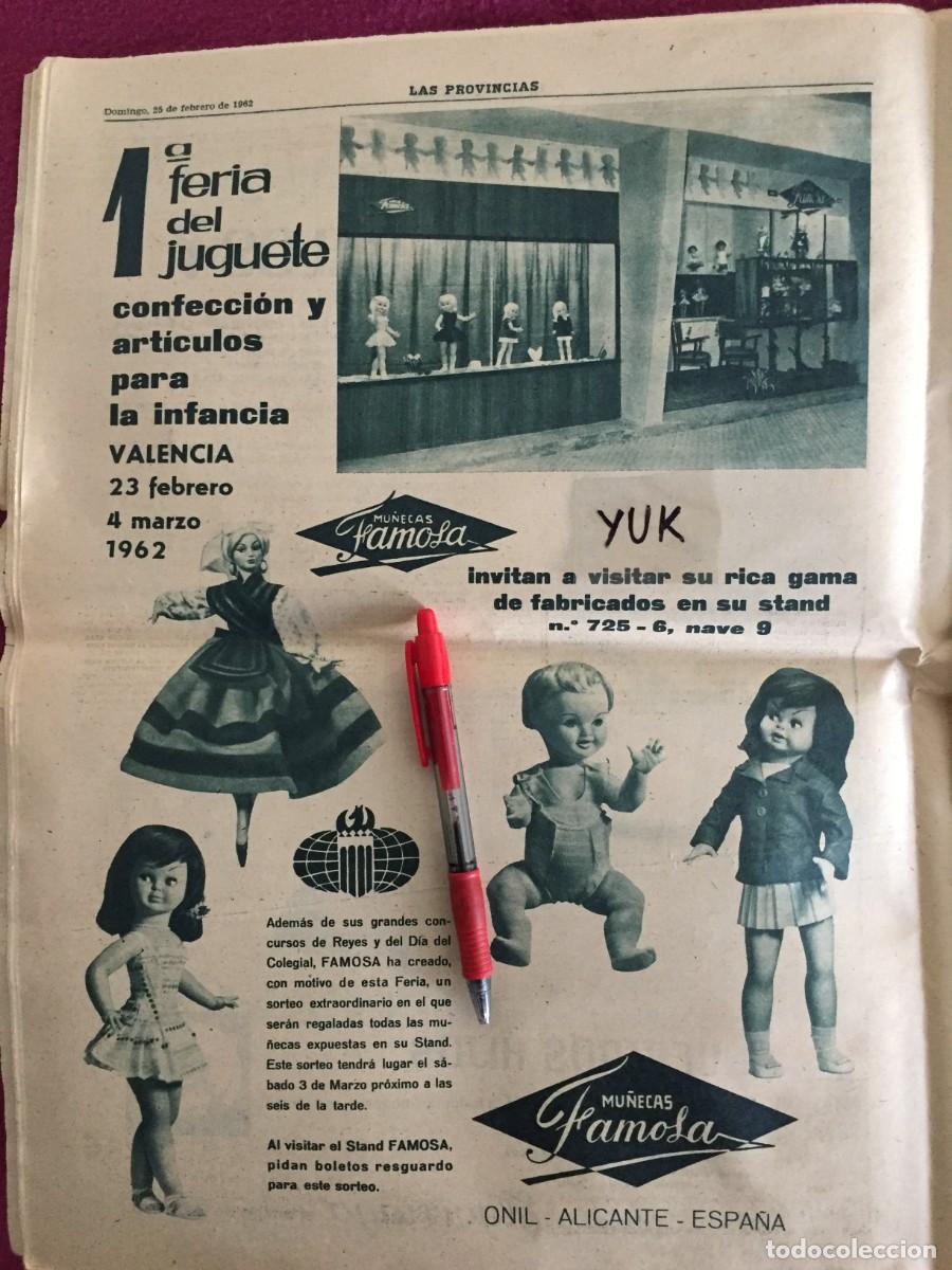 Coleccionismo de revistas y peri&oacute;dicos: PERIODICO LAS PROVINCIAS 1962 - 1&ordf; FERIA DEL JUGUETE - STAND MU&Ntilde;ECAS FAMOSA - PEGASO... CINE