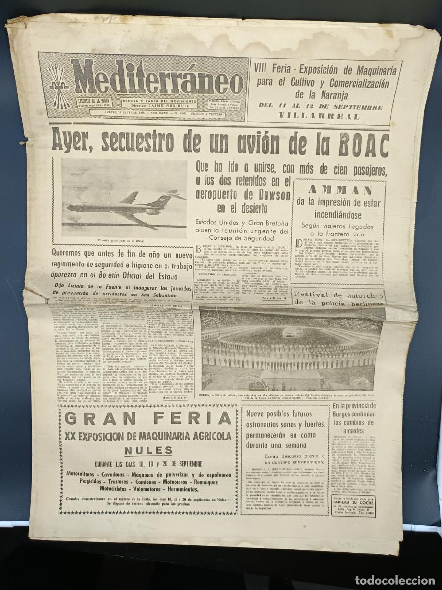 Coleccionismo de Revistas y Peri&oacute;dicos: PERIODICO MEDITERRANEO - 10 SEPTIEMBRE 1970
