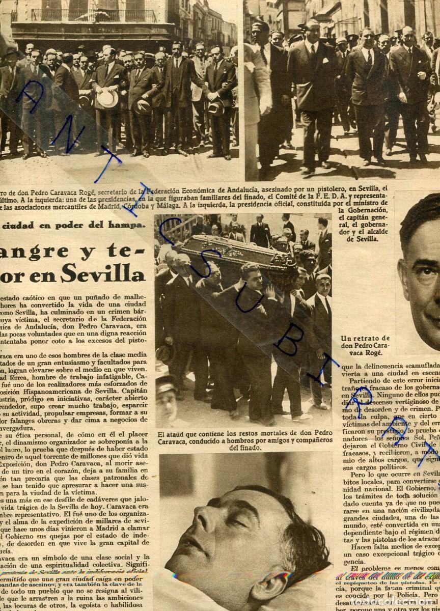 Coleccionismo de Revistas y Peri&oacute;dicos: REVISTA A&Ntilde;O 1933 ASESINATO DE PEDRO CARAVACA ROGE EN SEVILLA FUTBOL SPORTING CLUB DE GIJON