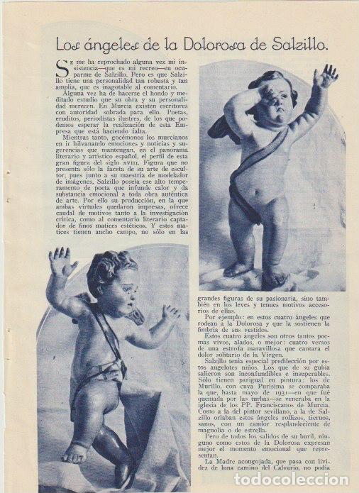 Coleccionismo de Revistas y Peri&oacute;dicos: * SEMANA SANTA *IMAGINER&Iacute;A * Los &aacute;ngeles de la Dolorosa de Salzillo / R. de los Reyes -1936