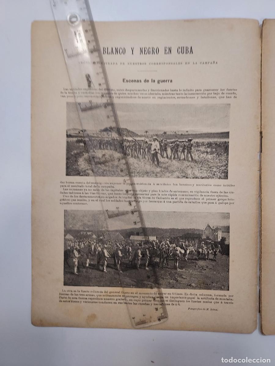 Coleccionismo de revistas y peri&oacute;dicos: REVISTA BLANCO Y NEGRO 1896. CUBA CR&Oacute;NICA GUERRA, ESCENAS (5 P), ULTIMOS EMBARQUES (3 P)