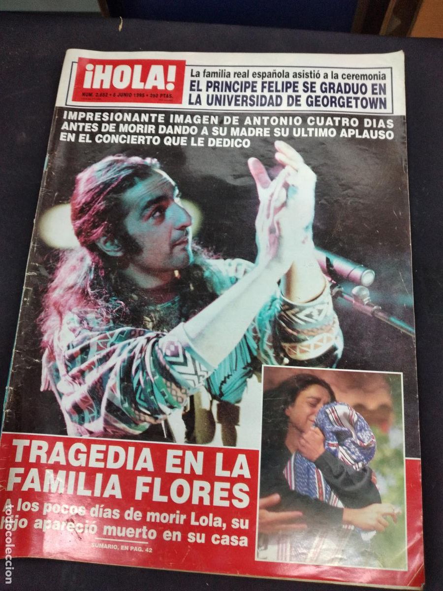 Coleccionismo de Revistas y Peri&oacute;dicos: REVISTA &iexcl;HOLA! N&ordm; 2652. LA MUERTE DE ANTONIO: TRAGEDIA EN LA FAMILIA FLORES. 8 JUNIO 1995..