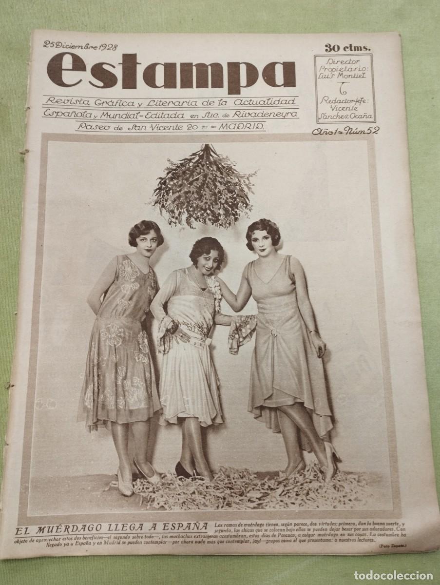 Collectionnisme de Revues et Journaux: ESTAMPA - 25 12 1928 - N&ordm; 52 - MU&Eacute;RDAGO - LOTERIA - LOGRO&Ntilde;O - CATALINA - COMO SE HACE EL DINERO