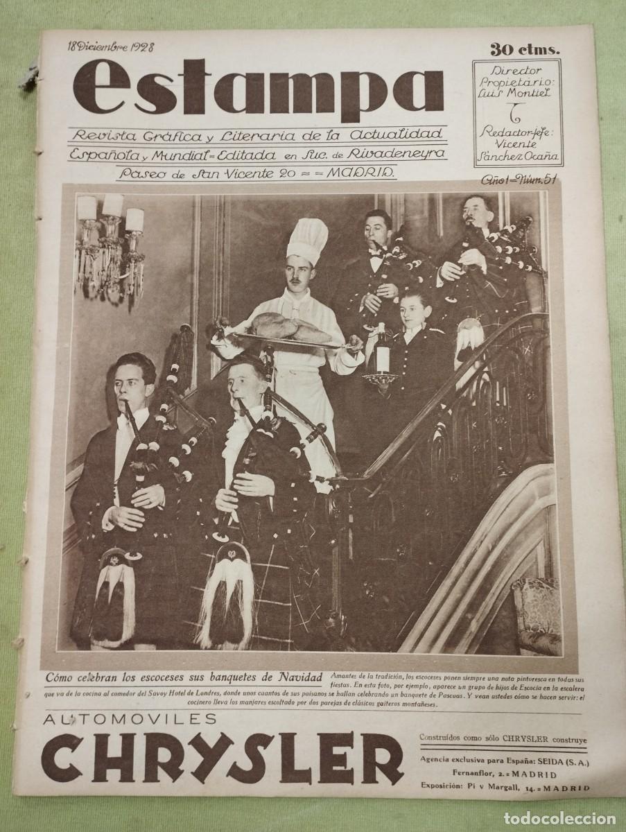 Collectionnisme de Revues et Journaux: ESTAMPA - N&ordm; 51 18 DIC 1928 - CANTOS Y BAILES GALICIA - SANTA LUCIA - MAZAPAN EN TOLEDO - SITGES -