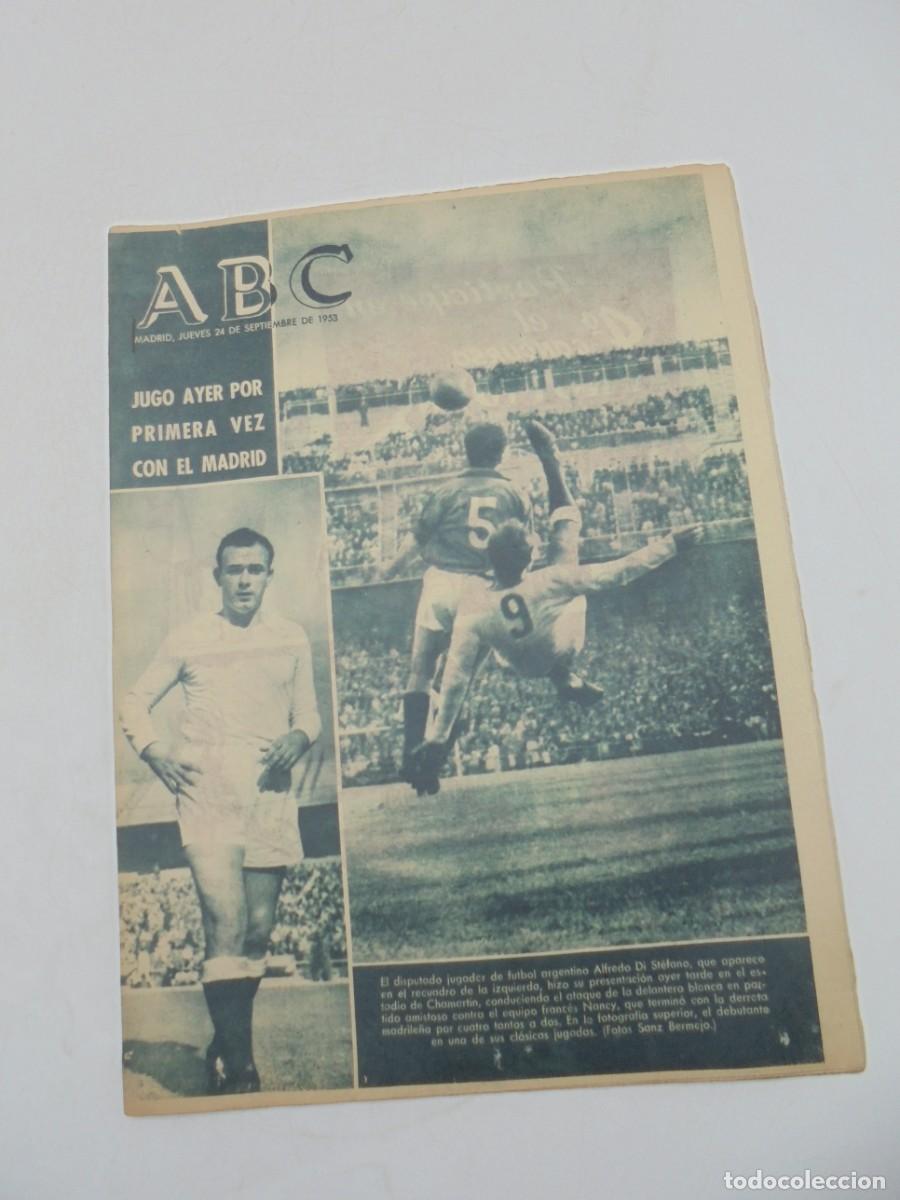 Coleccionismo de Revistas y Peri&oacute;dicos: ABC. DIARIO ILUSTRADO 24 SEP. 1953. N&ordm;14837. JUGO AYER POR PRIMERA VEZ CON EL MADRID. LEER.