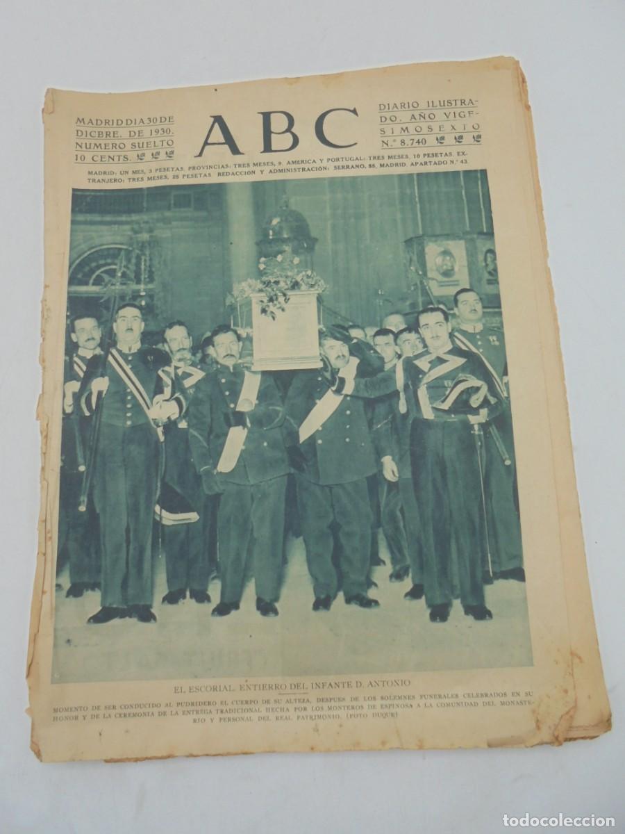 Coleccionismo de Revistas y Peri&oacute;dicos: ABC. DIARIO ILUSTRADO 30 DIC. 1930. N&ordm;8740. EL ENTIERRO DEL INFANTE D. ANTONIO. LEER.