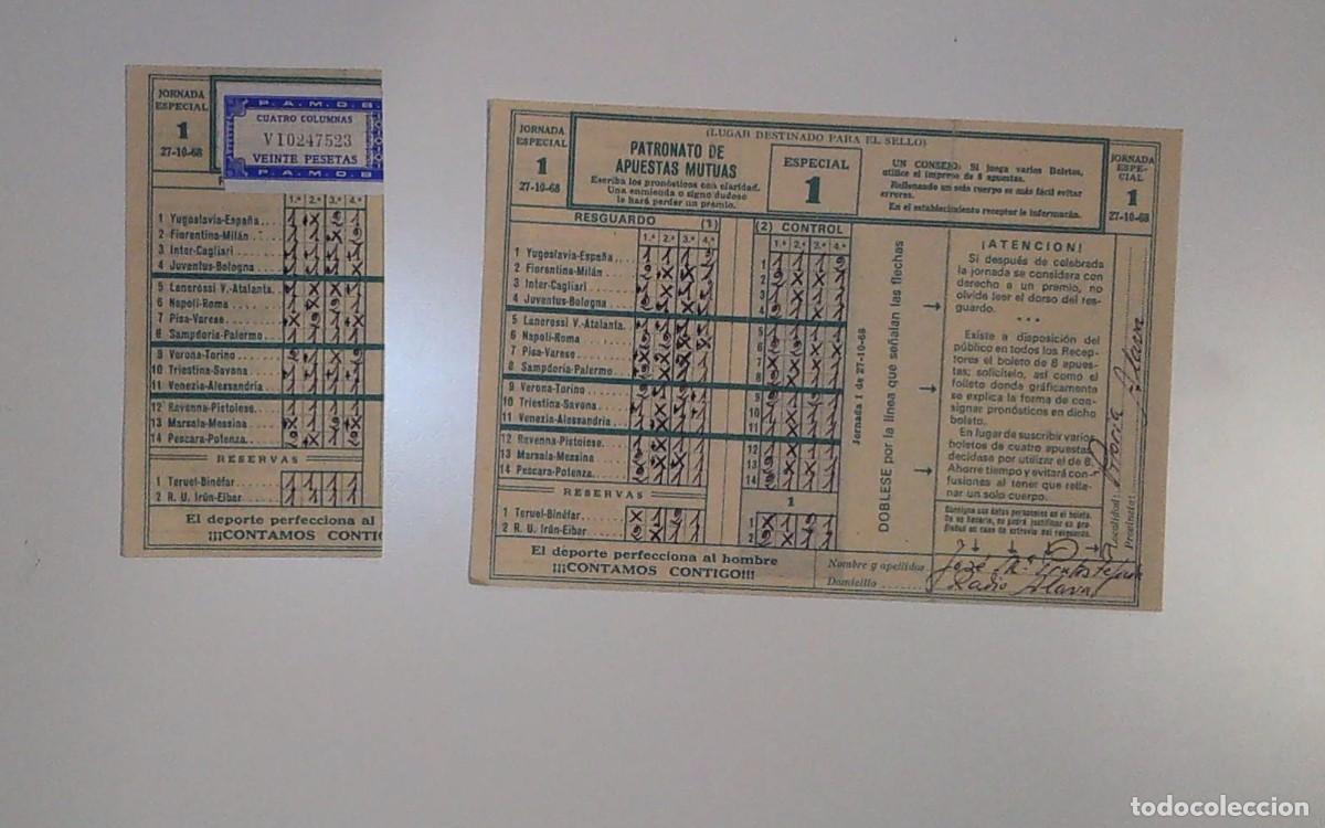 Coleccionismo de Revistas y Peri&oacute;dicos: RESGUARDOS QUINIELA FUTBOL 1968