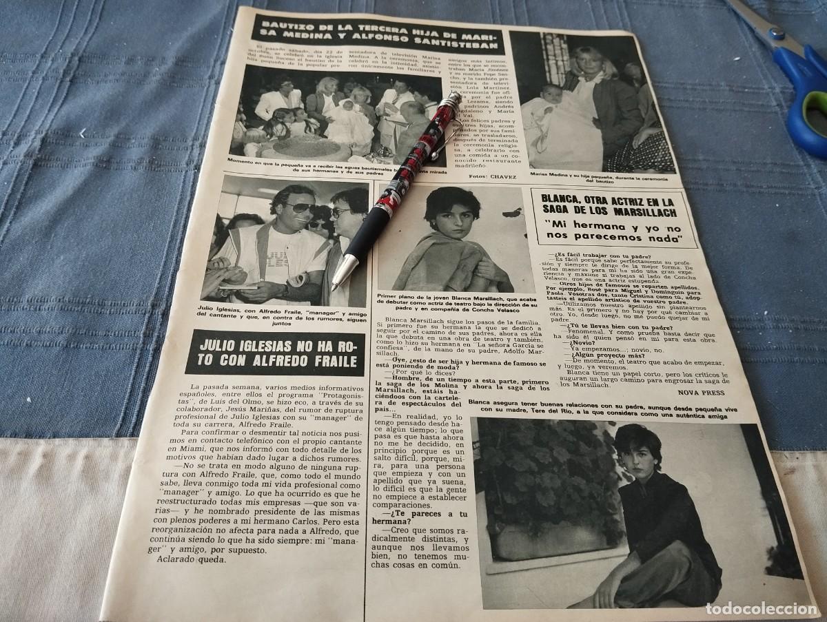 Coleccionismo de Revistas y Peri&oacute;dicos: MARISA MEDINA, JULIO IGLESIAS, BLANCA MARSILLACH REVERSO CARMEN TORRES, CARLOS TENA RECORTE 1983