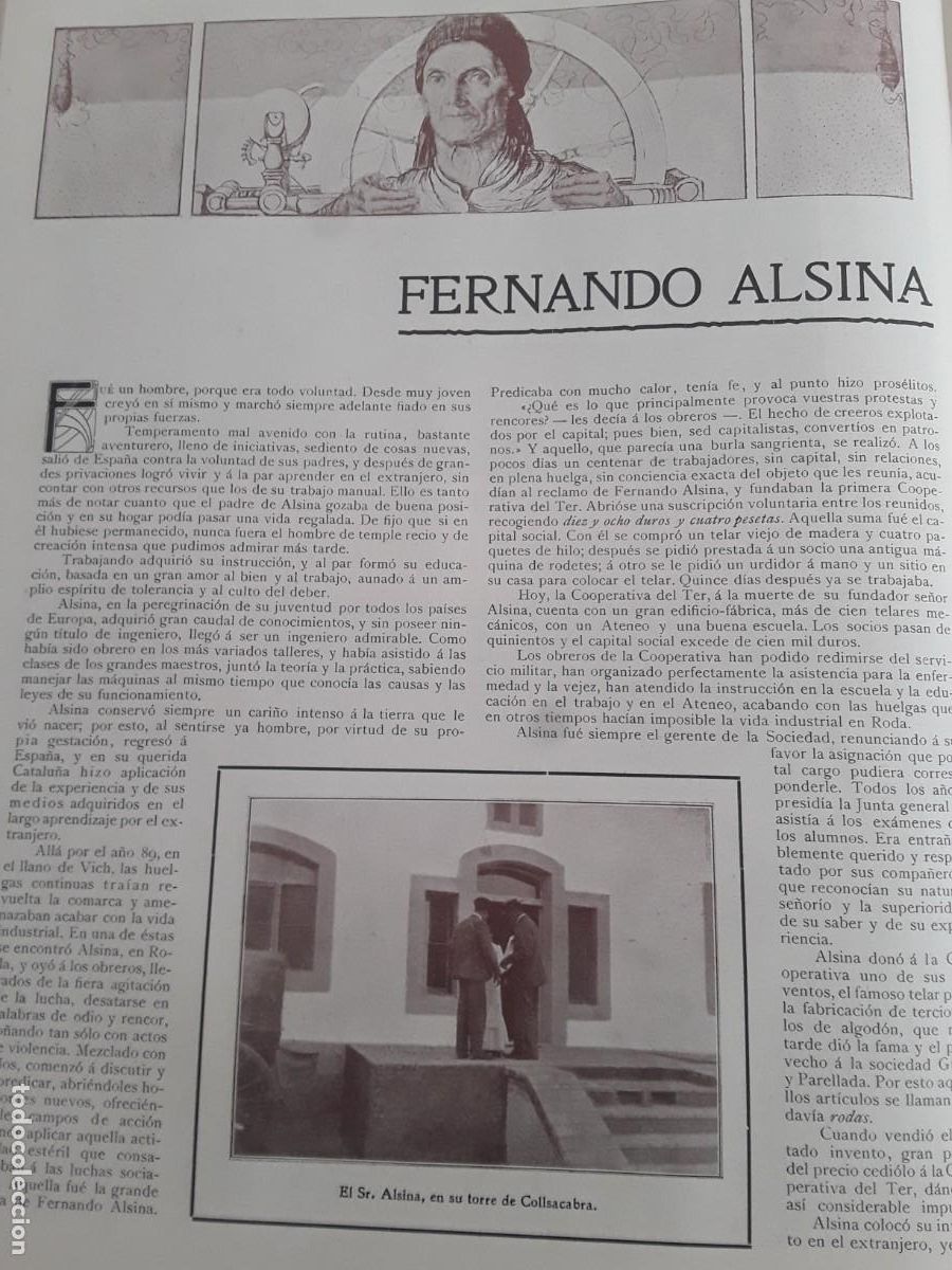 Collection Magazines and Newspapers: FERNANDO ALSINA COOPERATIVA DEL TER PRESIDENTE LIGA CATALU&Ntilde;A MUSEO FISICA BARCELONA A&Ntilde;O 1908