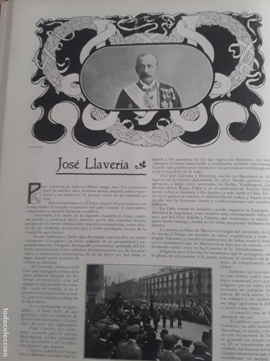 Colecionismo de Revistas e Jornais: FALLECIMIENTO JOSE LLAVERIA Y HERZBERG DIPLOMATICO BARCELONA HOJA A&Ntilde;O 1908