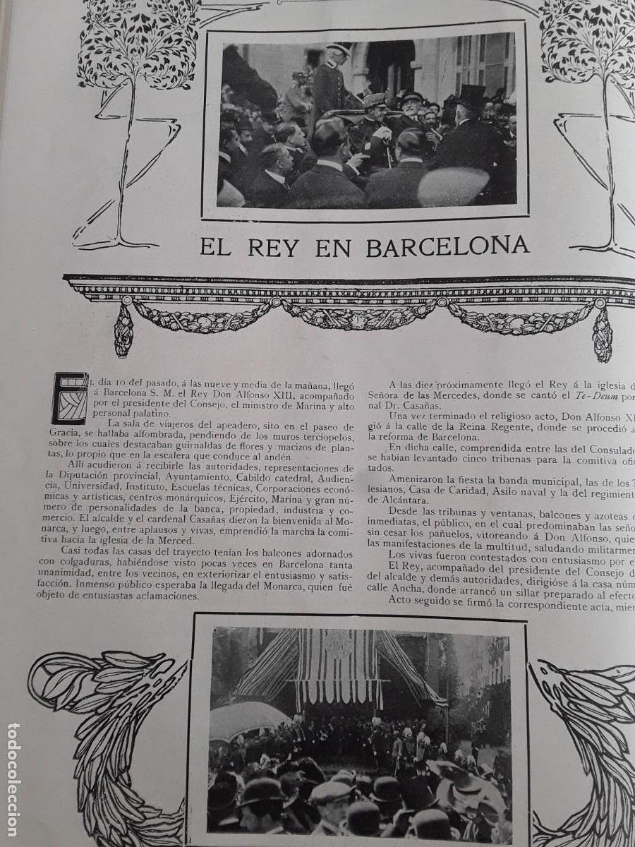 Collezionismo di Riviste e Giornali: EL REY ALFONSO XIII EN BARCELONA DOMINGO SANLLEHY ALCALDE BARCELONA 2 HOJAS A&Ntilde;O 1908