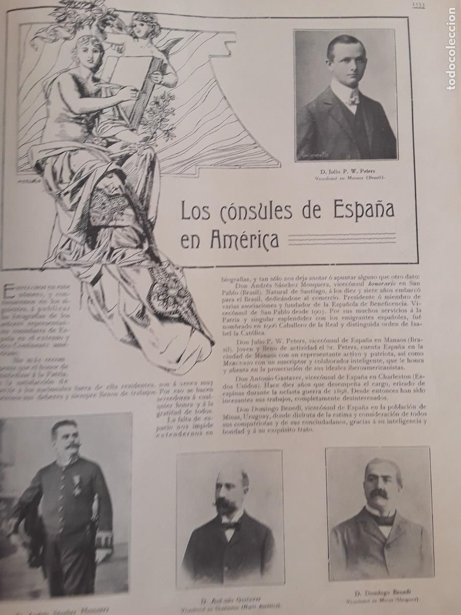 Collezionismo di Riviste e Giornali: LOS CONSULES DE ESPA&Ntilde;A EN AMERICA GASTAVER BENEDI PETERS SANCHEZ MOSQUERA HOJA REVISTA A&Ntilde;O 1908