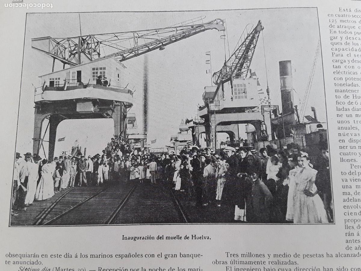 Collezionismo di Riviste e Giornali: INAGURACION MUELLE DE HUELVA HOJA REVISTA A&Ntilde;O 1908