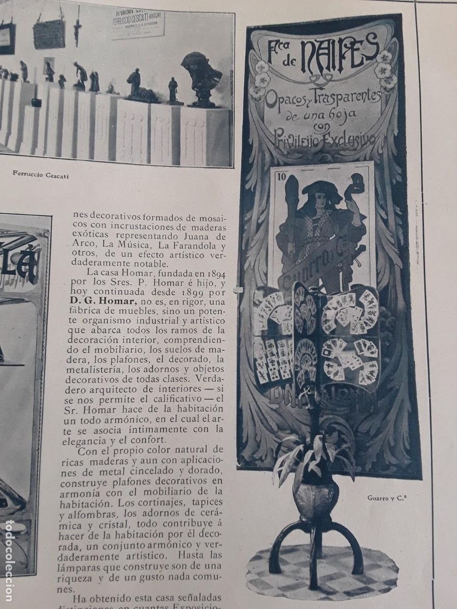 Collection Magazines and Newspapers: KIOSCO FABRICA DE NAIPES WENCESLAO GUARRO Y C&deg; BARCELONA EN LA EXPOSICION DE ZARAGOZA HOJA A&Ntilde;O 1908