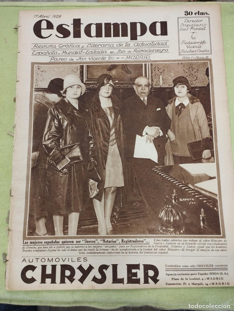 Collectionnisme de Revues et Journaux: ESTAMPA A&Ntilde;O 1928 - FERIA DE SEVILLA - PAPA PIO XI - PESCADORES BILBAO - DESFILADERO ASTURIAS