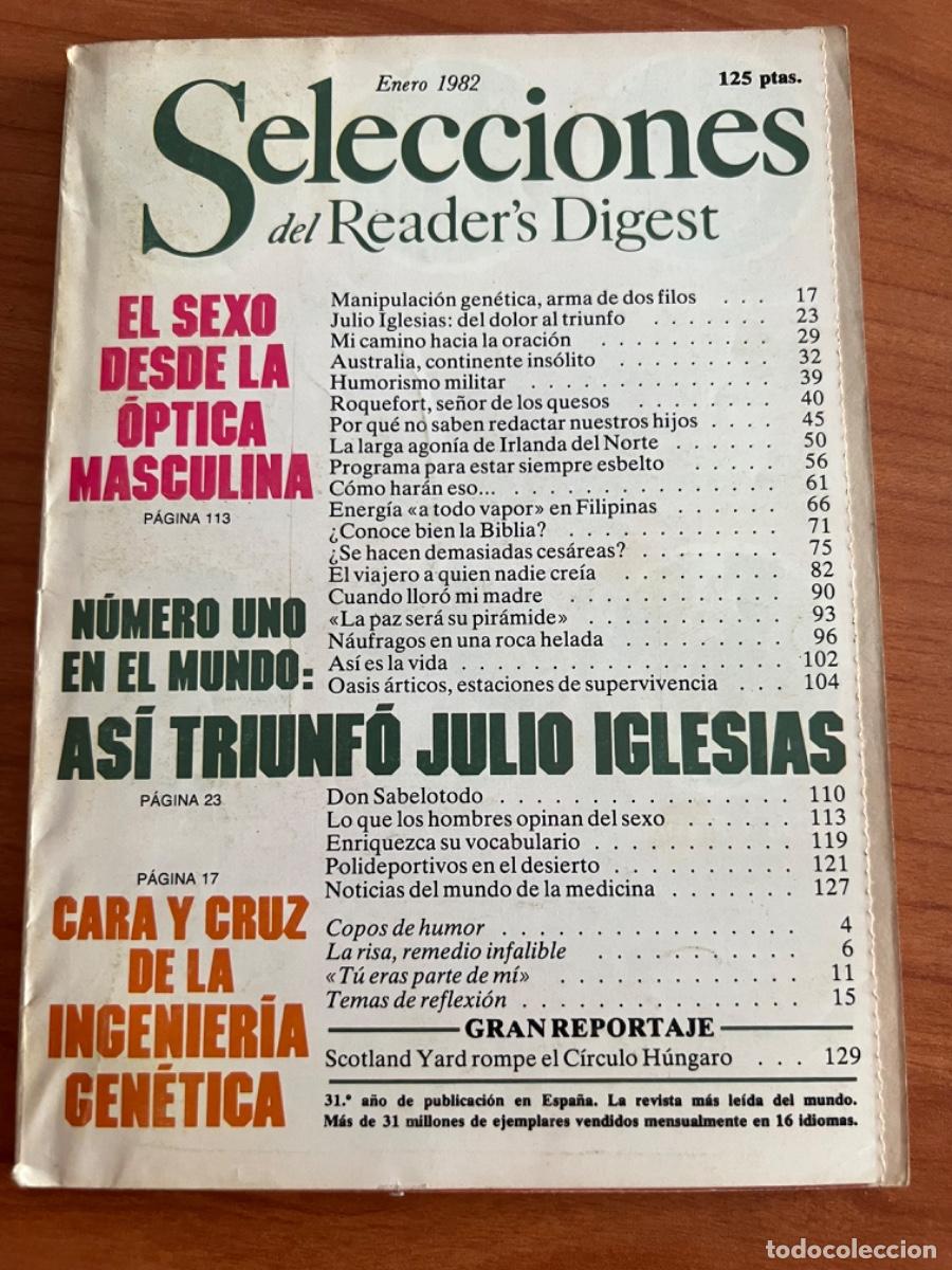 Coleccionismo de Revistas y Peri&oacute;dicos: SELECCIONES DEL READER&rsquo;S DIGEST. ENERO 1982. N*1 EN EL MUNDO: AS&Iacute; TRIUNF&Oacute; JULIO IGLESIA. P&Aacute;GS: 150
