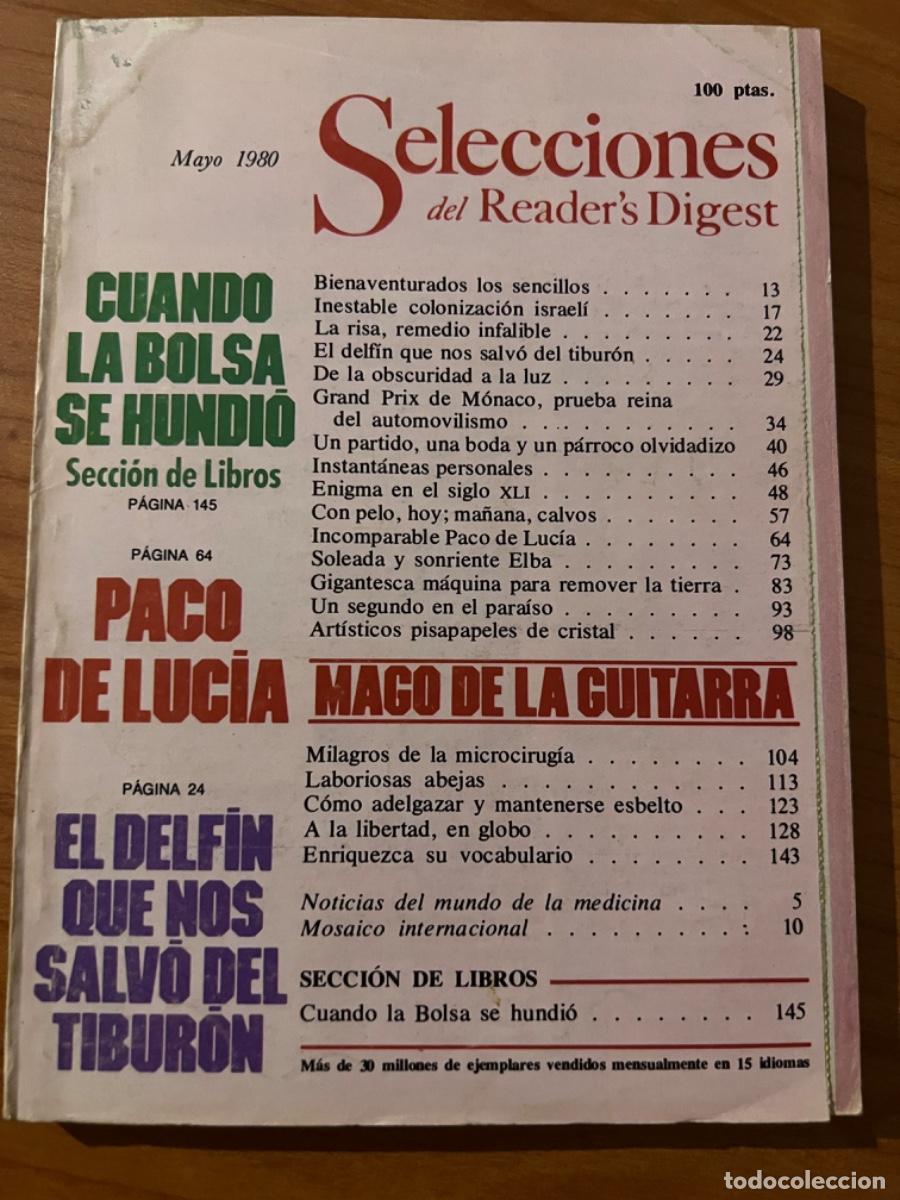 Coleccionismo de revistas y peri&oacute;dicos: SELECCIONES DEL READER&rsquo;S DIGEST. MAYO 1980. PACO DE LUCIA. CUANDO UNA BOLSA SE HUNDI&Oacute;. PAGS: 182.