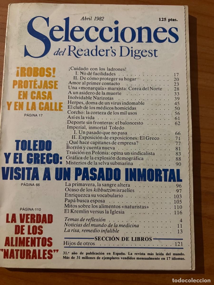 Sammeln von Zeitschriften und Zeitungen: SELECCIONES DEL READER&rsquo;S DIGEST. ABRIL 1982. TOLEDO Y EL GRECO, VISITA A UN PASADO INMORTA. PAGS 142