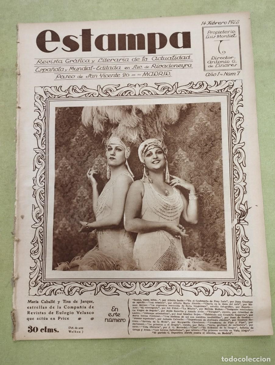 Coleccionismo de Revistas y Peri&oacute;dicos: ESTAMPA 7 - A&Ntilde;O 1928 - VIRGEN DE BEGO&Ntilde;A - ALAVES - DISFRACES CARNAVAL - NIEVE - MODA - JULIO VERNE