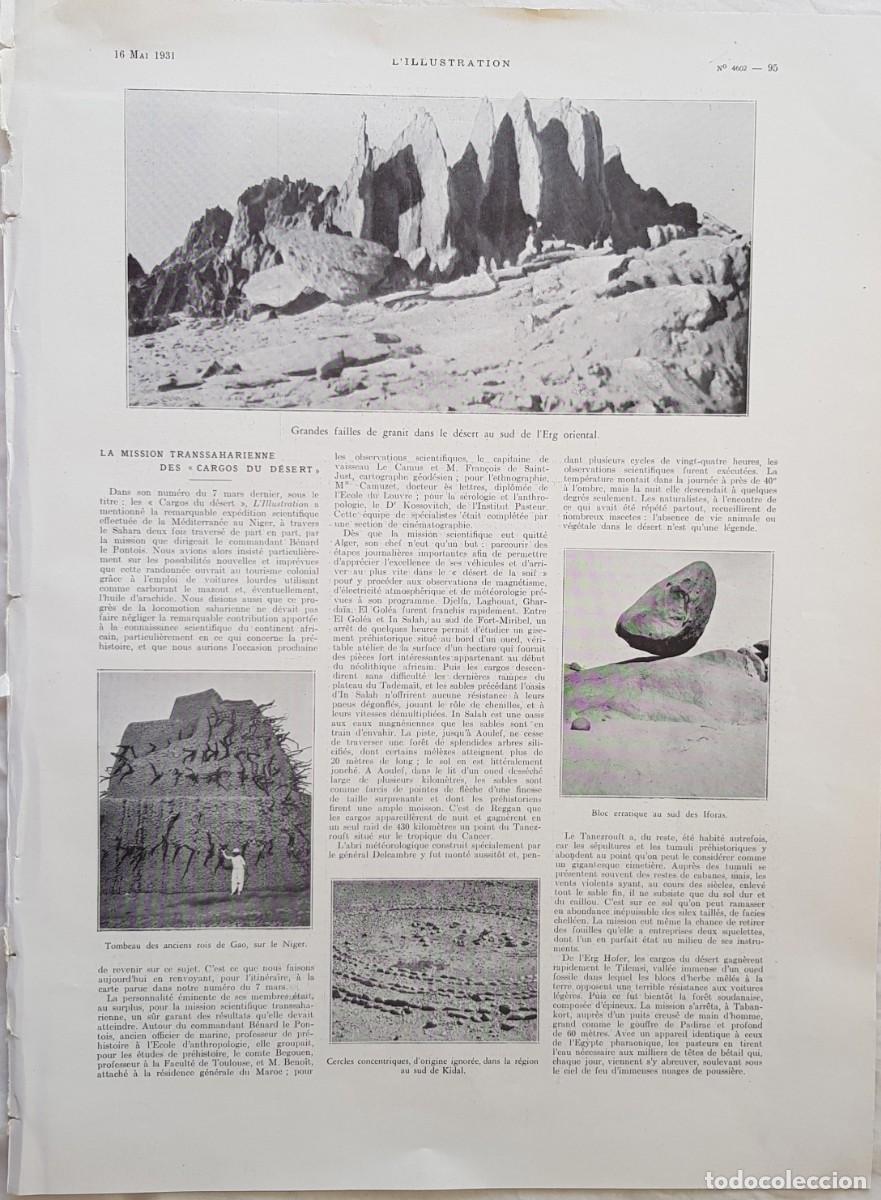 Colecionismo de Revistas e Jornais: LA MISSION TRANSSAHARIENNE DES CARGOS DU D&Eacute;SERT. L'Illustration n 4602, 1931