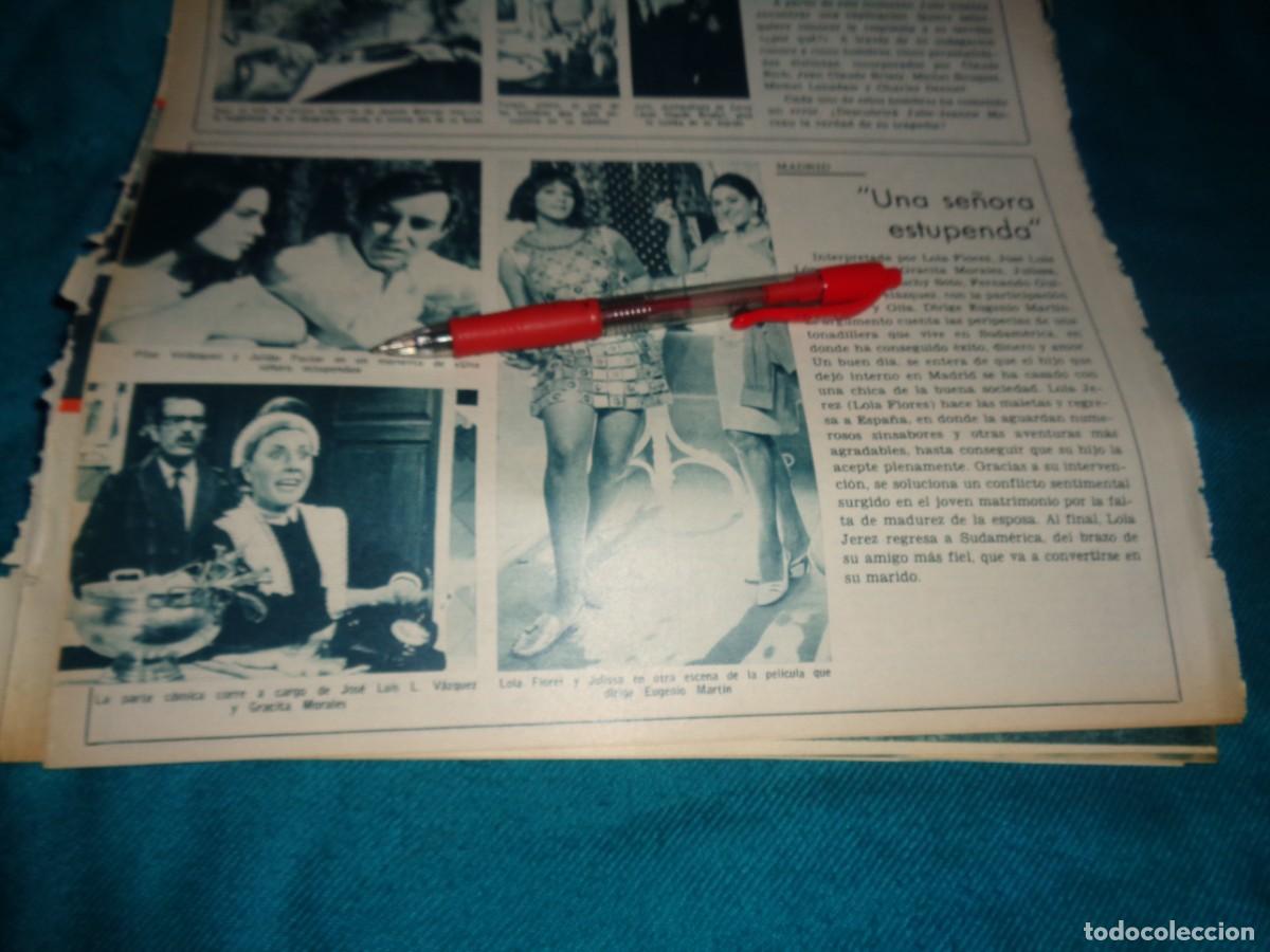 Coleccionismo de revistas y peri&oacute;dicos: RECORTE : LOLA FLORES, EN LA PELICULA : UNA SE&Ntilde;ORA ESTUPENDA. FOTOGRAMAS, AGTO 1967