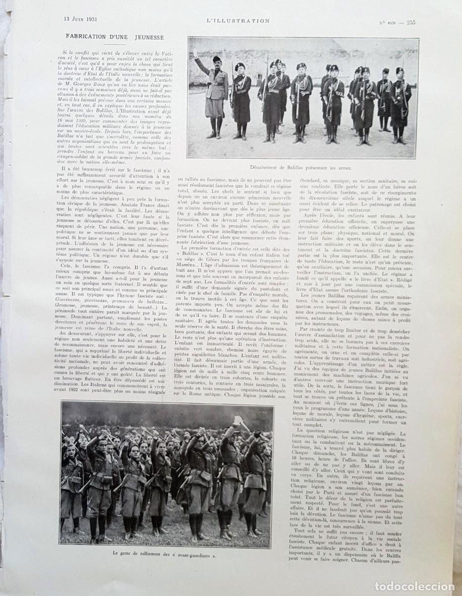 Colecionismo de Revistas e Jornais: FABRICATION D'UNE JEUNESSE.L'Illustration, n 4606, 1931. Georges ROUX (Texto)