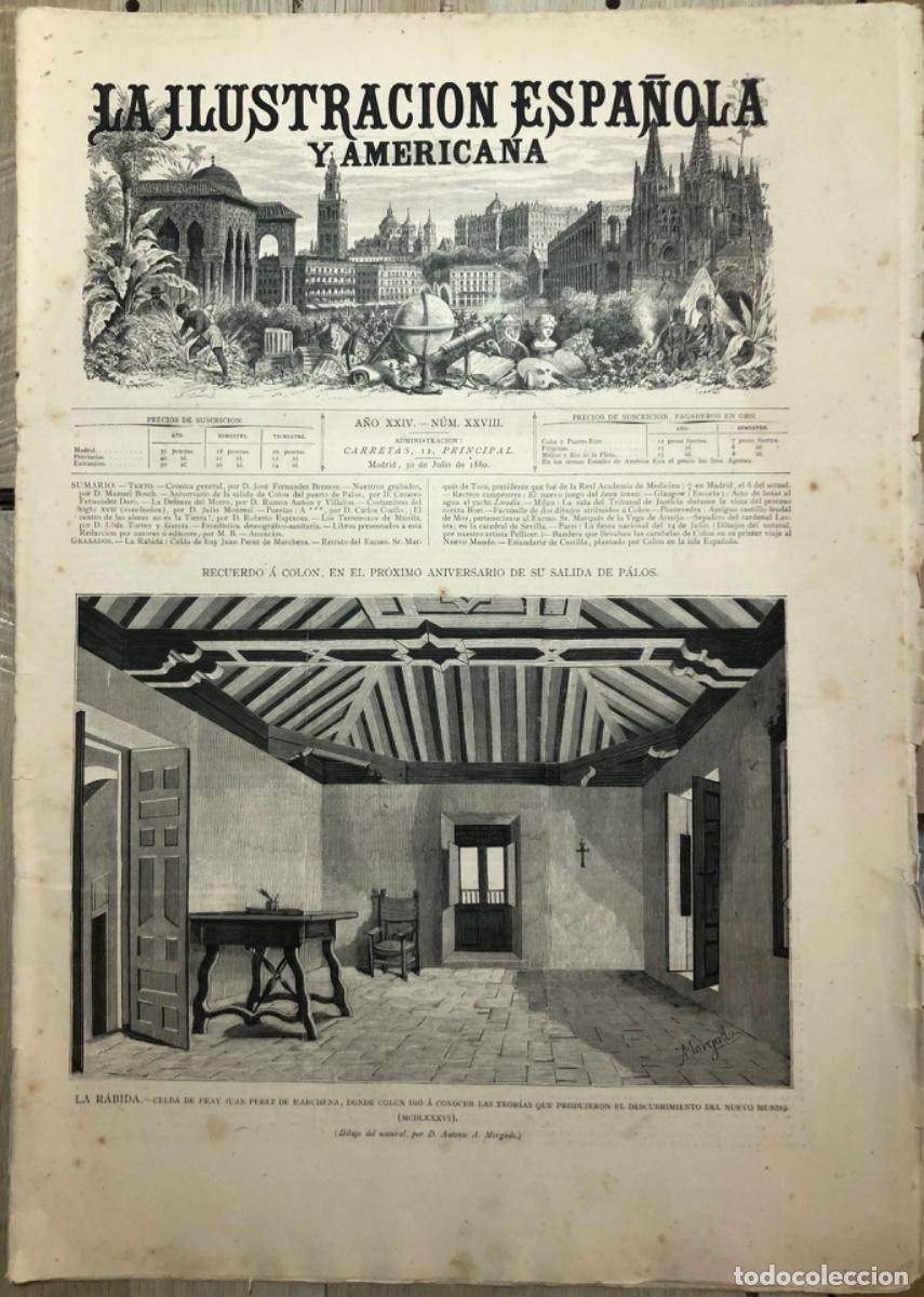 Coleccionismo de Revistas y Peri&oacute;dicos: ILU. ESPA&Ntilde;OLA Y AMERICANA - 1880 - LA RABIDA (HUELVA) - GLASGOW - MIL&Aacute;N - PONTEVEDRA - PAR&Iacute;S