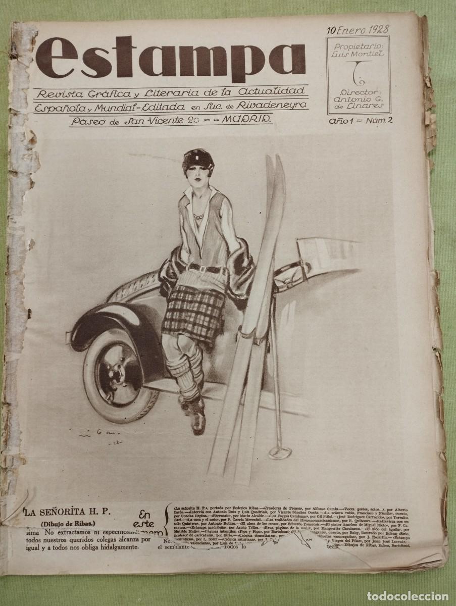 Coleccionismo de Revistas y Peri&oacute;dicos: ESTAMPA N&ordm; 2 10/01/1928 LAS FORJAS CATALANAS GERARDO ALEGRE - SOMBREROS - MONTA&Ntilde;AS D ASTURIAS