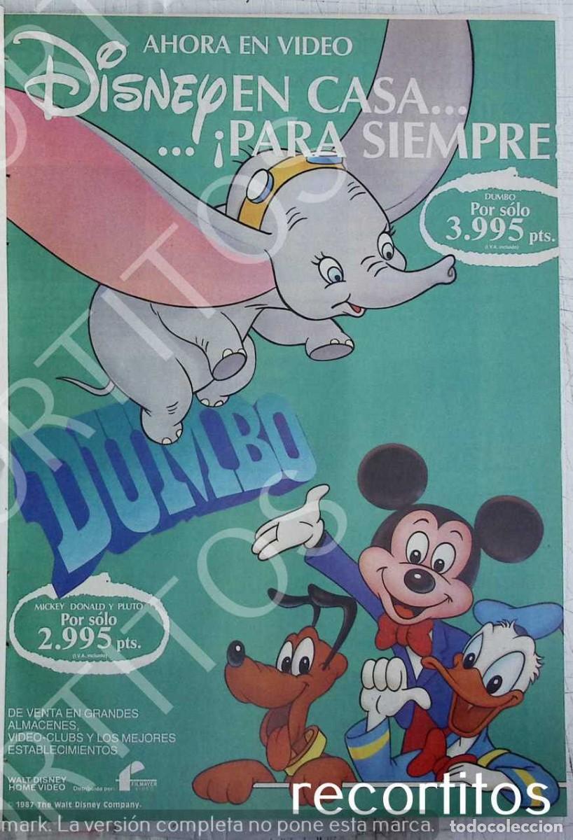 Coleccionismo de Revistas y Peri&oacute;dicos: DUMBO DISNEY ANUNCIO 1987 MICKEY MOUSE