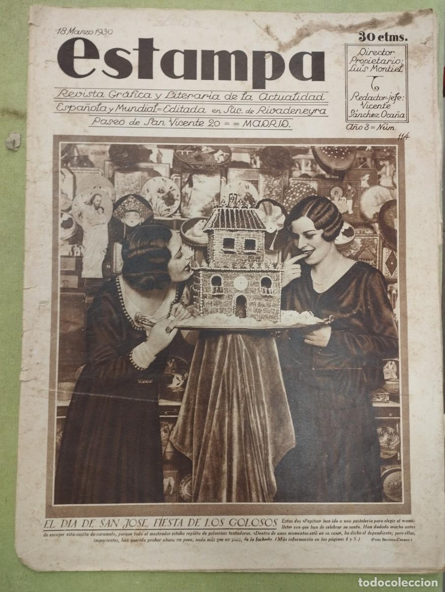 Coleccionismo de Revistas y Peri&oacute;dicos: ESTAMPA. N&ordm; 114. (18-3-1930) CASERIO VASCO, OFICIO DE COSTALERO, 25000 kg DE DULCES, RIO EBRO