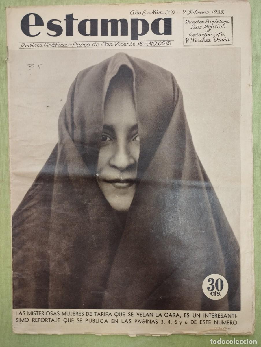 Coleccionismo de Revistas y Peri&oacute;dicos: Estampa 369 - A&ntilde;o 1935 - Mujeres Tarifa, Dictadura, Charlot, Payasos Valencia, Negros Madrid, Jean H