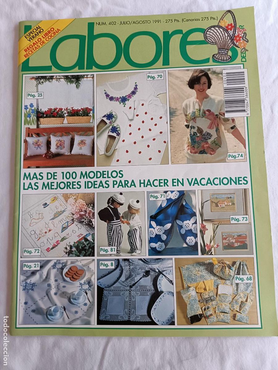 Collection Magazines and Newspapers: LABORES DEL HOGAR 402. ADORNOS PARA ZAPATILLAS. MANTELES DE LAGARTERA. BLUSA CON ENTREDOSES. BEBE. C