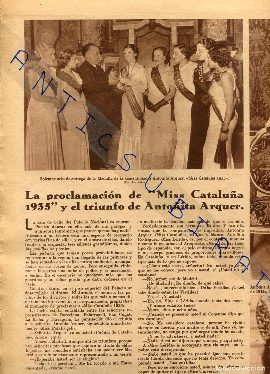 Coleccionismo de Revistas y Peri&oacute;dicos: REVISTA A&Ntilde;O 1935 MISS CATALU&Ntilde;A ANTONIA ARQUER PRIMERA VUELTA CICLISTA A ESPA&Ntilde;A