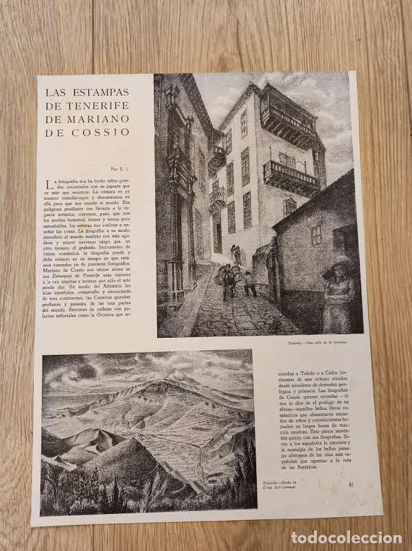 Coleccionismo de Revistas y Peri&oacute;dicos: HOJA REVISTA ORIGINAL CIRCA 1938. LAS ESTAMPAS DE TENERIFE DE MARIANO DE COSSIO
