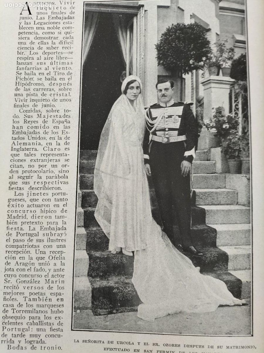 Collezionismo di Riviste e Giornali: BODA ENLACE LOLITA URCOLA CON D.ALFONSO DE OZORES PRIMOGENITO MARQUES ARANDA A&Ntilde;O 1930