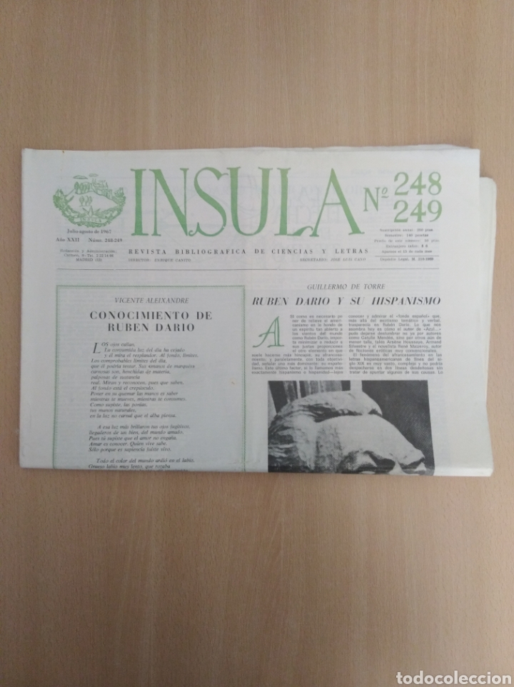 Collezionismo di Riviste e Giornali: INSULA. REVISTA BIBLIOGR&Aacute;FICA DE CIENCIAS Y LETRAS / N&ordm; 248 - 249