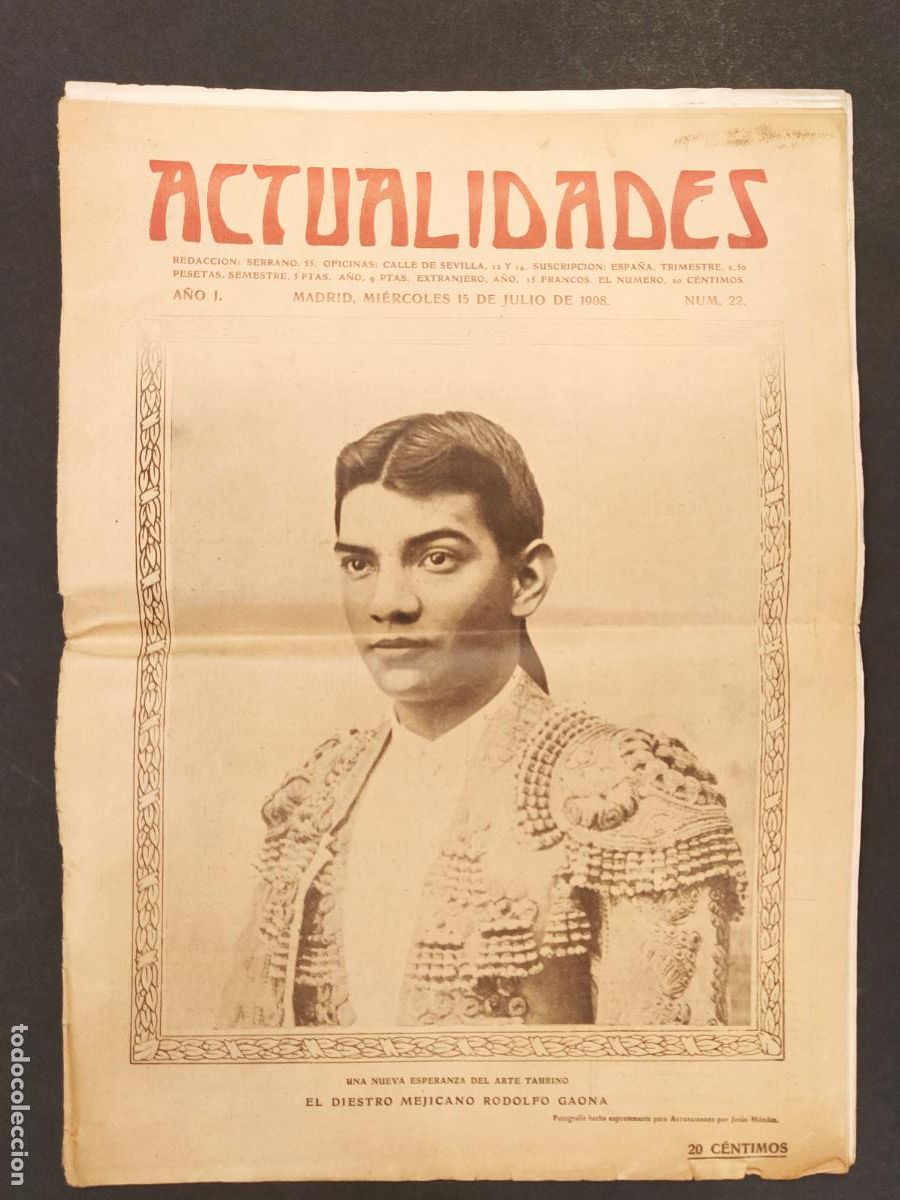 Collection Magazines and Newspapers: ACTUALIDADES - NUMERO 22 - MADRID - 15 JULIO A&Ntilde;O 1908 - REVISTA ANTIGUA - VER FOTOS -(V-25.243)