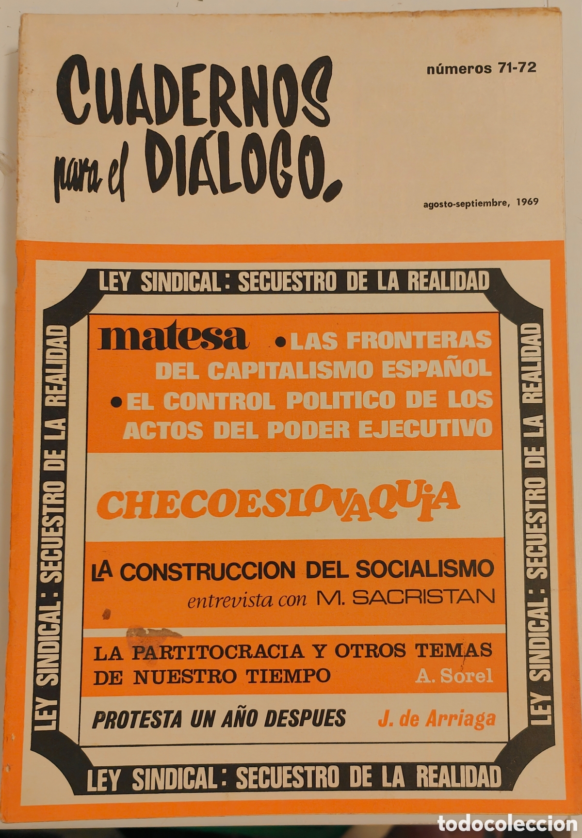 Colecionismo de Revistas e Jornais: :::: TT39 - CUADERNOS PARA EL DIALOGO N&ordm; 71-72 - AGOSTO-SEPTIEMBRE 1969