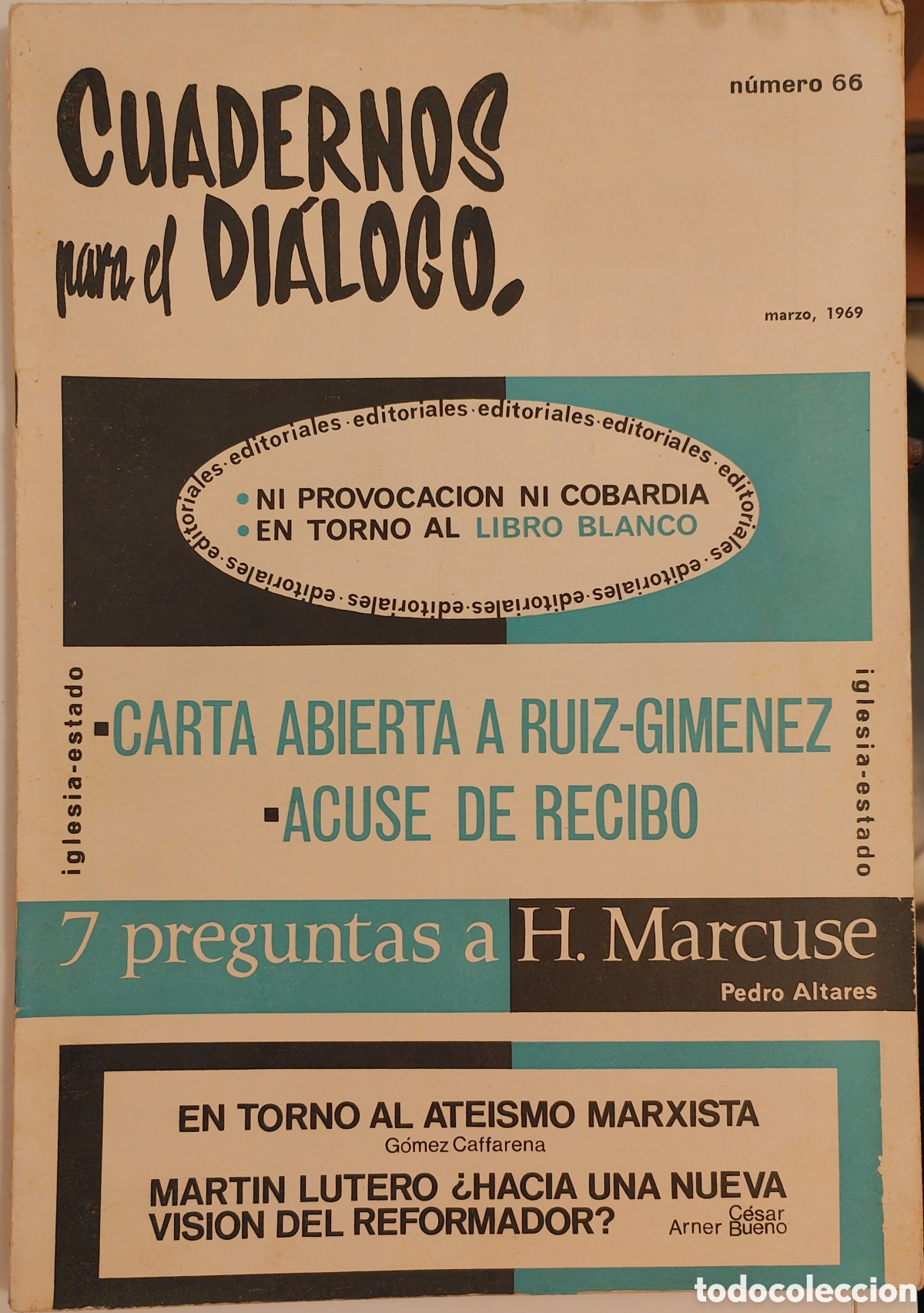 Colecionismo de Revistas e Jornais: :::: TT34 - CUADERNOS PARA EL DIALOGO N&ordm; 66 - MARZO 1969