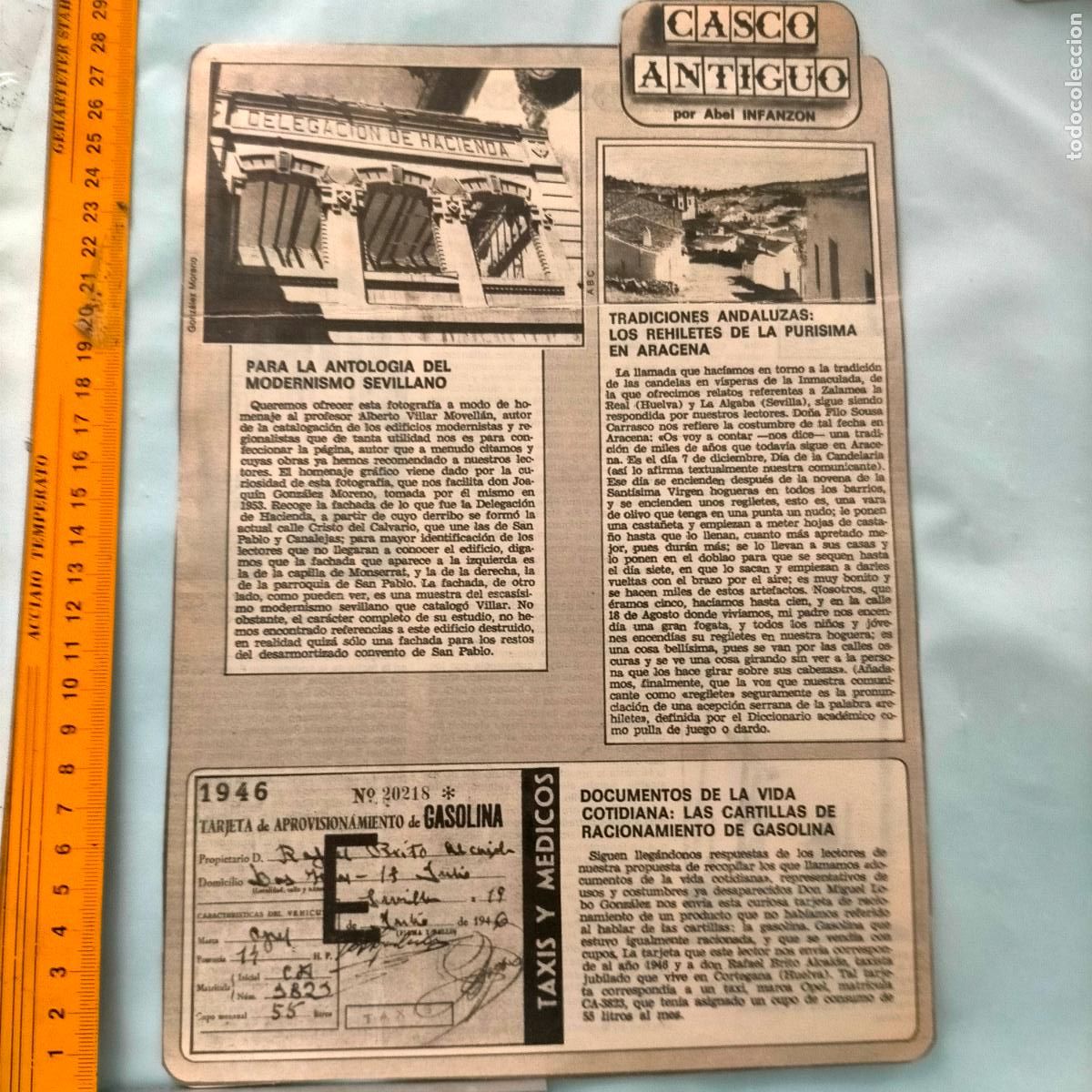 Collection Magazines and Newspapers: NOTICIA SEVILLA CASCO ANTIGUO ANTONIO BURGOS MODERNISMO LOS REHICHES ARACENA CARTILLA RACIONAMIENTO