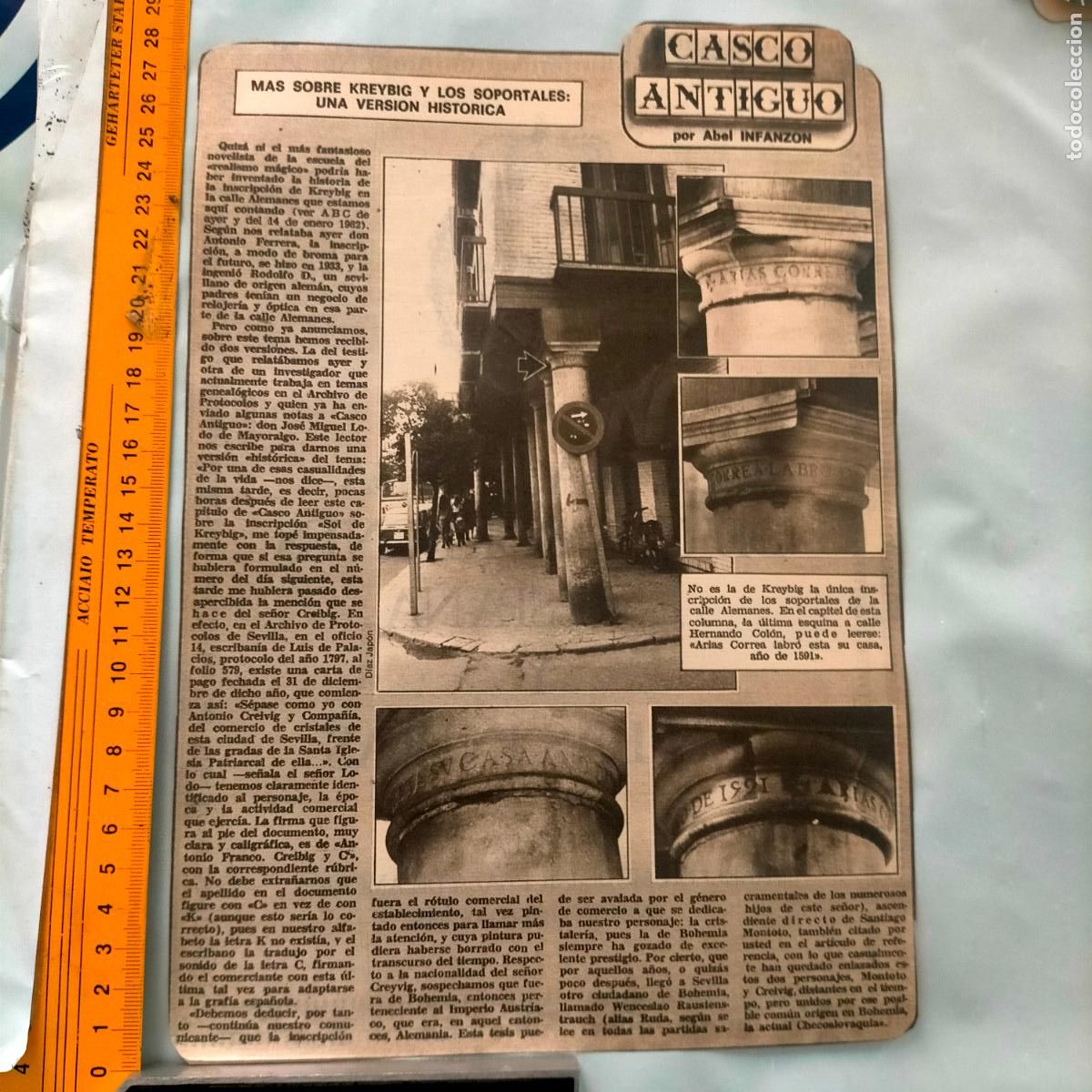Collection Magazines and Newspapers: NOTICIA SEVILLA CASCO ANTIGUO ANTONIO BURGOS - KREYBIG Y SOPORTALES VERSION HISTORICA