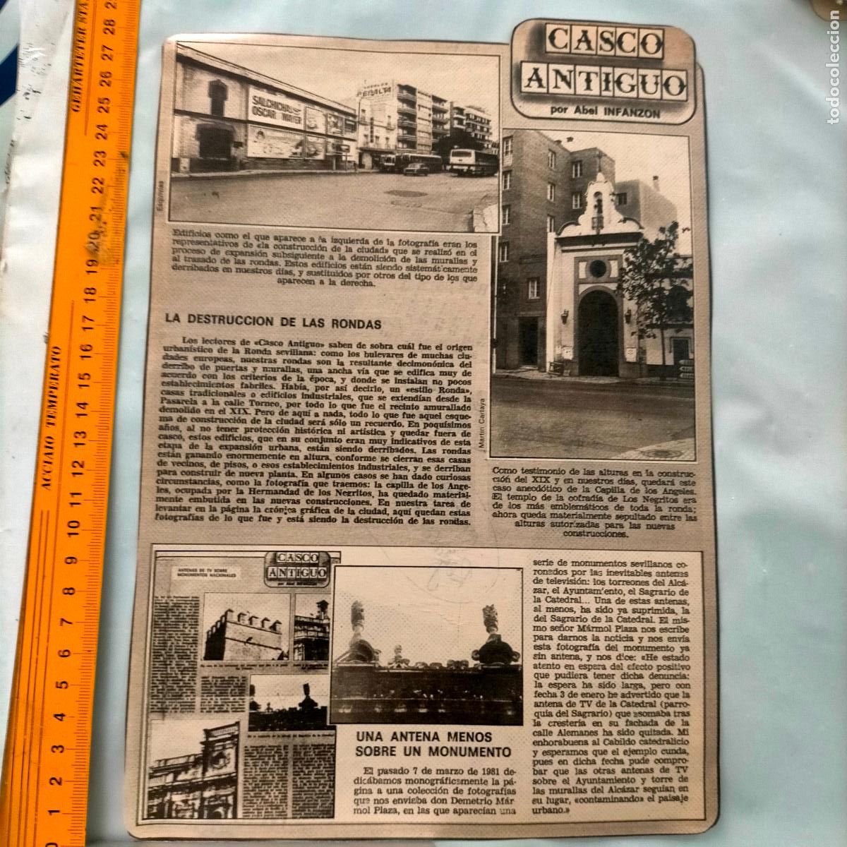 Collection Magazines and Newspapers: NOTICIA SEVILLA CASCO ANTIGUO ANTONIO BURGOS - DESTRUCCION DE LAS RONDAS - ANTENA MONUMENTO