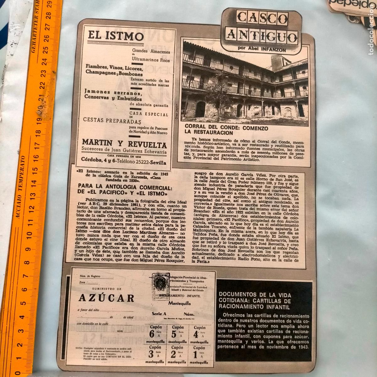 Sammeln von Zeitschriften und Zeitungen: NOTICIA SEVILLA CASCO ANTIGUO ANTONIO BURGOS - CORRAL DEL CONDE - CARTILLA RACIONAMIENTO AZUCAR