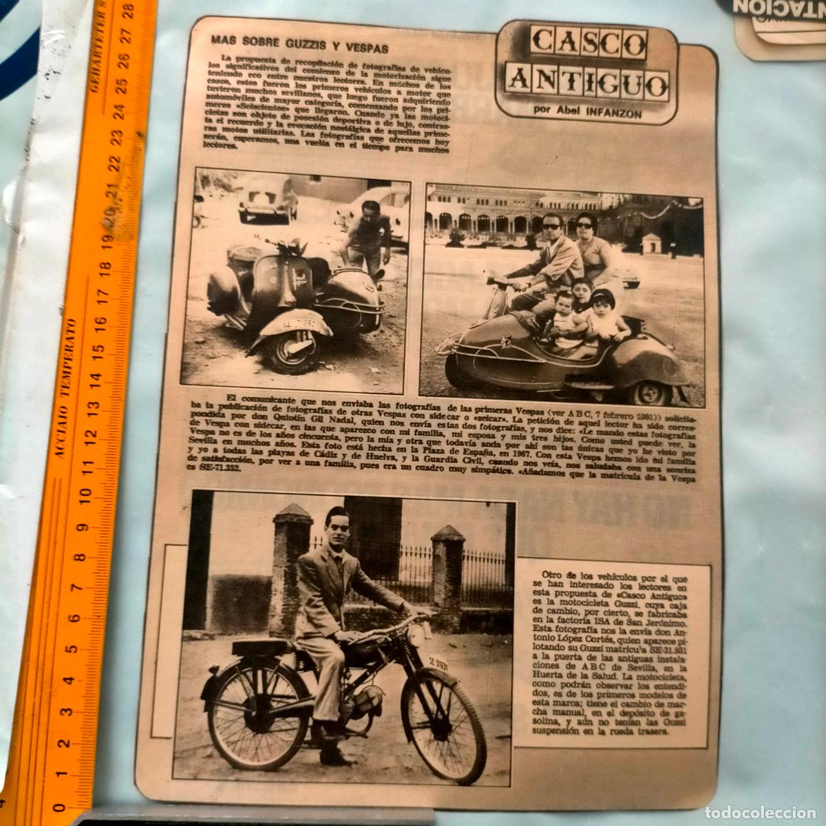 Coleccionismo de Revistas y Peri&oacute;dicos: NOTICIA SEVILLA CASCO ANTIGUO ANTONIO BURGOS - MOTOS GUZZIS VESPA VEHICULOS MOTOCICLETA