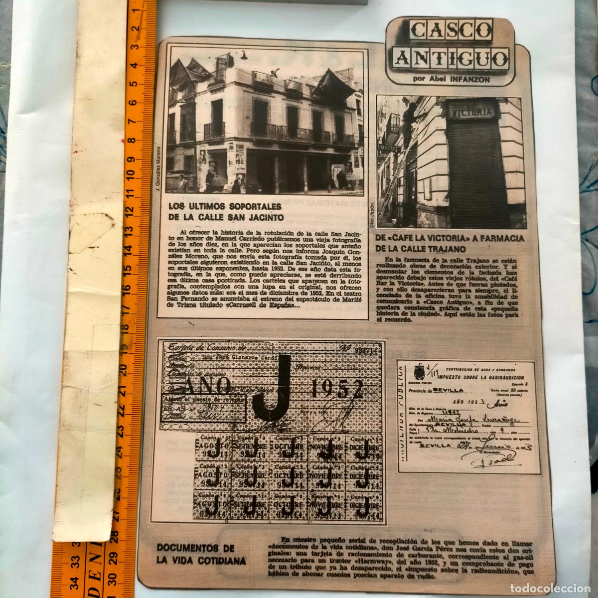 Collectionnisme de Revues et Journaux: NOTICIA SEVILLA CASCO ANTIGUO ANTONIO BURGOS - CALLE SAN JACINTO , CAFE VICTORIA FARMACIA TRAJANO