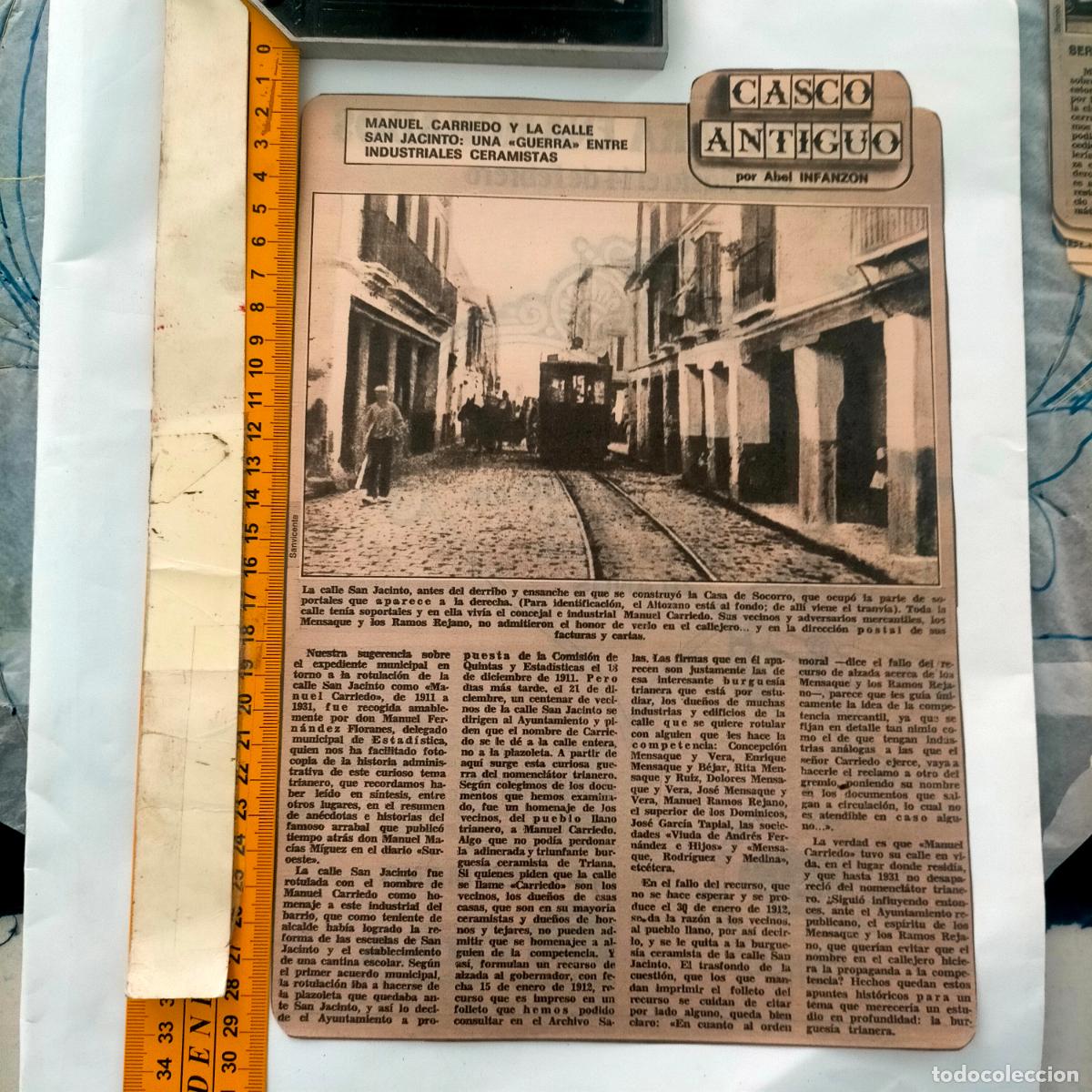 Collectionnisme de Revues et Journaux: NOTICIA SEVILLA CASCO ANTIGUO ANTONIO BURGOS - TRANVIA CALLE SAN JACINTO CASA DE SOCORRO CERAMISTAS