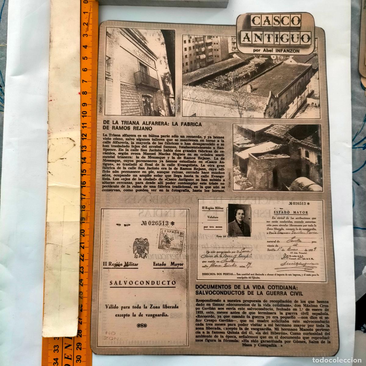 Collectionnisme de Revues et Journaux: NOTICIA SEVILLA CASCO ANTIGUO ANTONIO BURGOS - TRIANA FABRICA RAMOS REJANO, SALVOCONDUCTO GUERRA