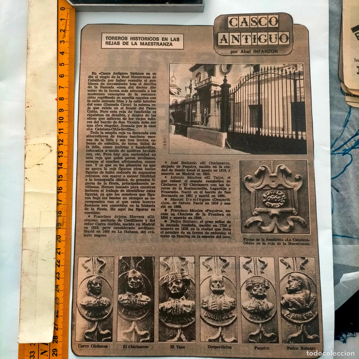 Collectionnisme de Revues et Journaux: NOTICIA SEVILLA CASCO ANTIGUO ANTONIO BURGOS - TOREROS HISTORICOS EN LAS REJAS DE LA MAESTRANZA