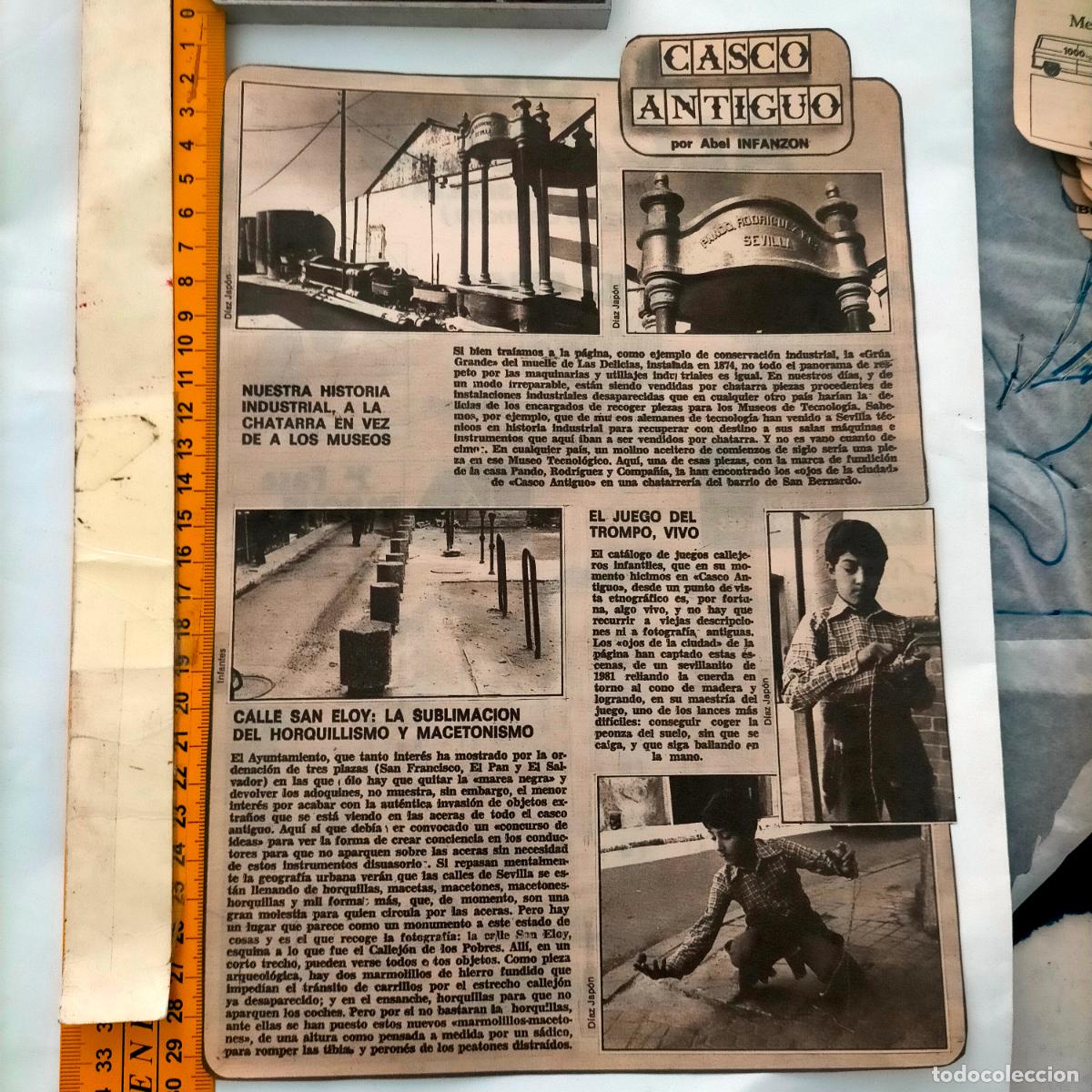 Collectionnisme de Revues et Journaux: NOTICIA SEVILLA CASCO ANTIGUO ANTONIO BURGOS - CHATARRAS MUSEOS, JUEGO DEL TROMPO, CALLE SAN ELOY